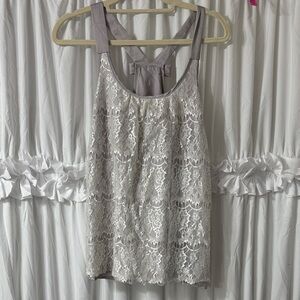 Elegant Lace Women’s Top in Gray and White